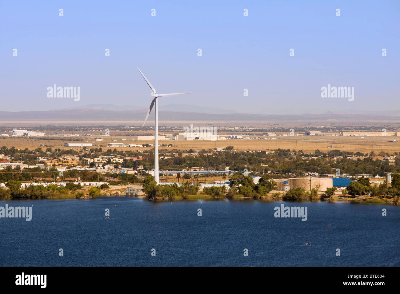 Lone wind turbine - California, USA Stock Photo