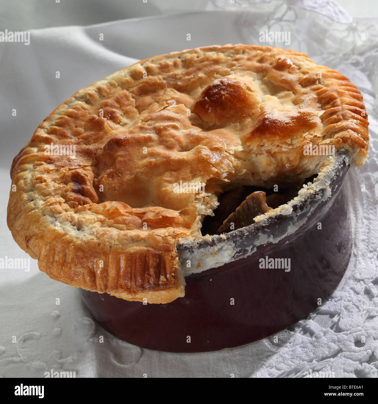 Beef mushroom pie traditional English food Stock Photo Alamy