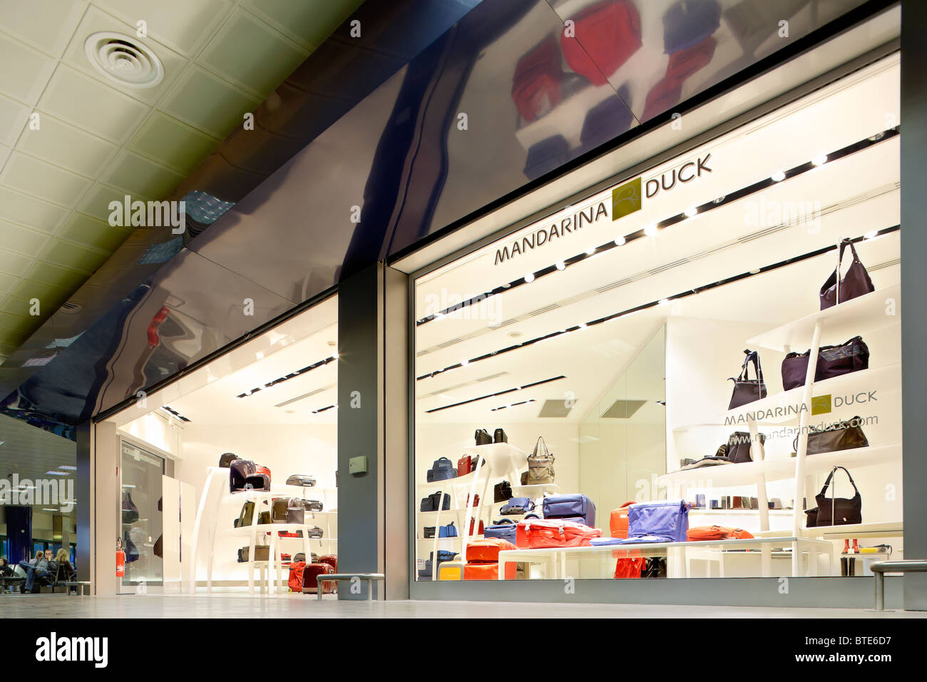 Mandarina Duck shop store in the departures terminal shopping mall at Guglielmo Marconi airport Bologna Italy Stock Photo