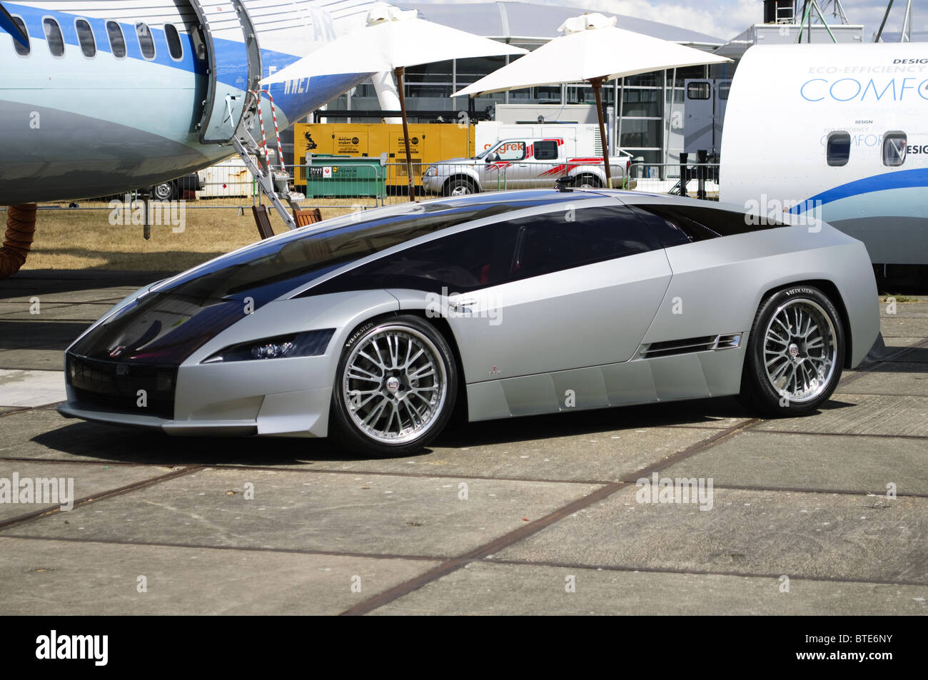 Italdesign Qaranta hybrid-powered concept car, designed by Fabrizio Giugiaro, on display at Farnborough Airshow 2010 Stock Photo