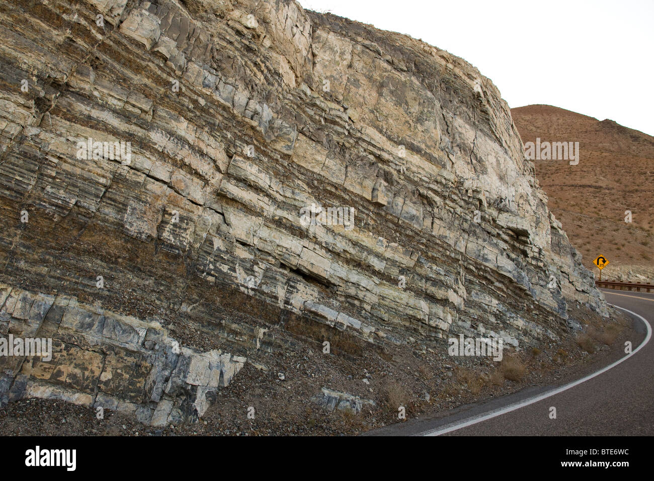 Exposed Quartzite on the side of road - California USA Stock Photo