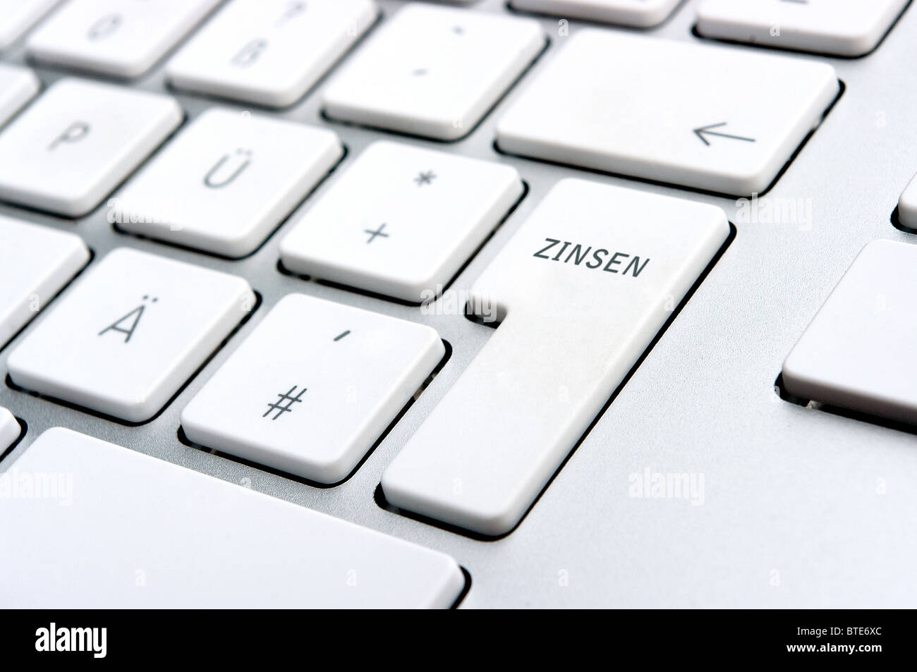 Zinsen Logo on the PC keyboard Stock Photo
