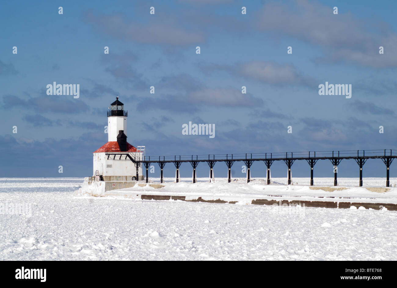 Michigan City East Pierhead Lighthouse Stock Photo