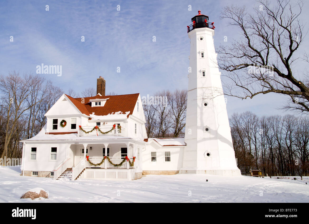 Milwaukee North Point Lighthouse, Milwaukee, Wisconsin, USA Stock Photo