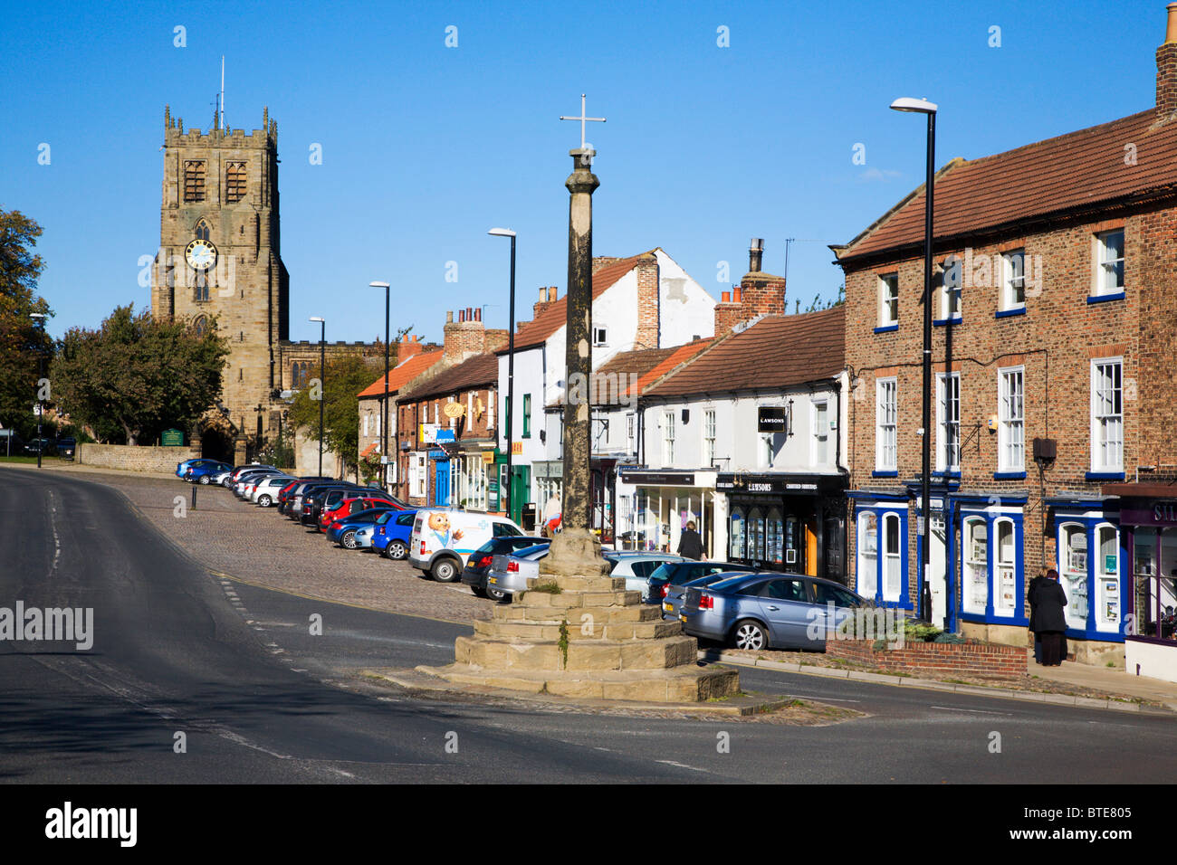 Bedale Market Cross and Church North Yorkshire England Stock Photo - Alamy