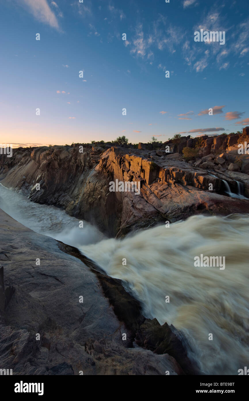 Augrabies Falls with the Orange River flowing into the gorge Stock Photo