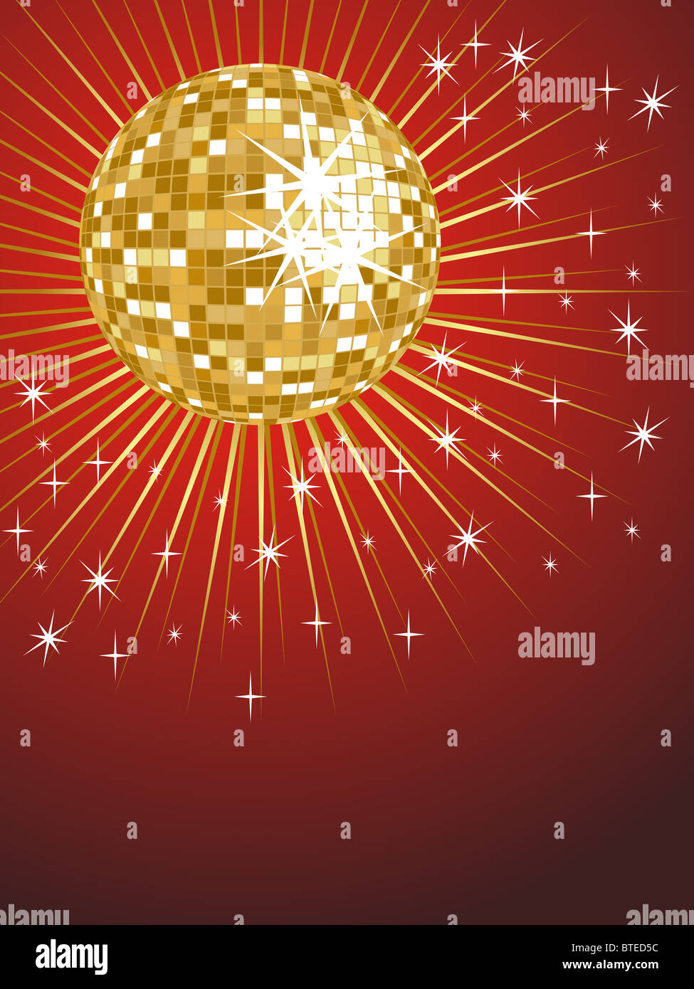 Golden mirror ball Stock Photo