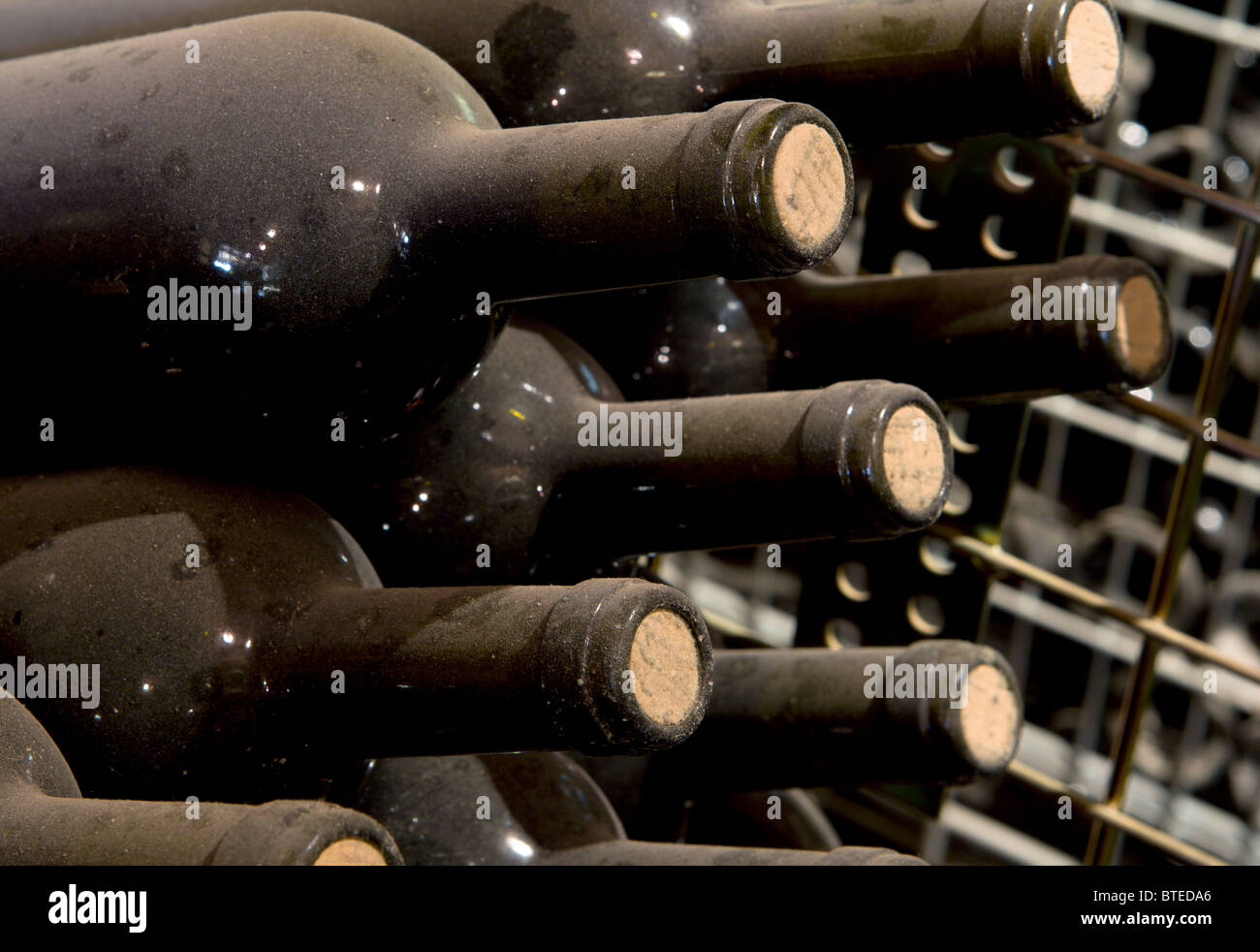 Wine bottles stored in a wine cellar in Spain Stock Photo Alamy