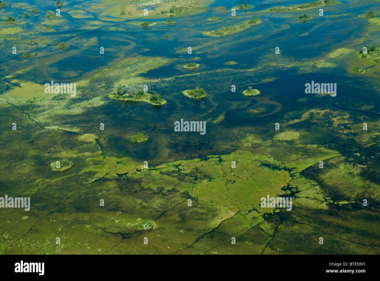 Aerial scenic view of the Okavango delta Stock Photo