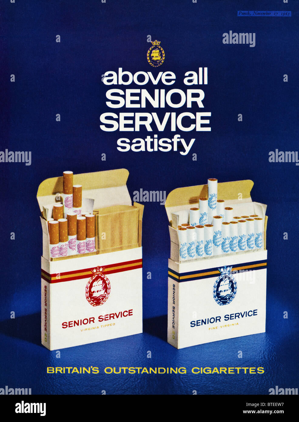 cigarette advert - Advert for Senior Service cigarettes in magazine dated 17th November 1965 Stock Photo