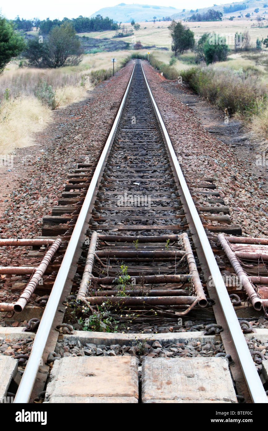 Railway line to infinity at Asbes Stock Photo