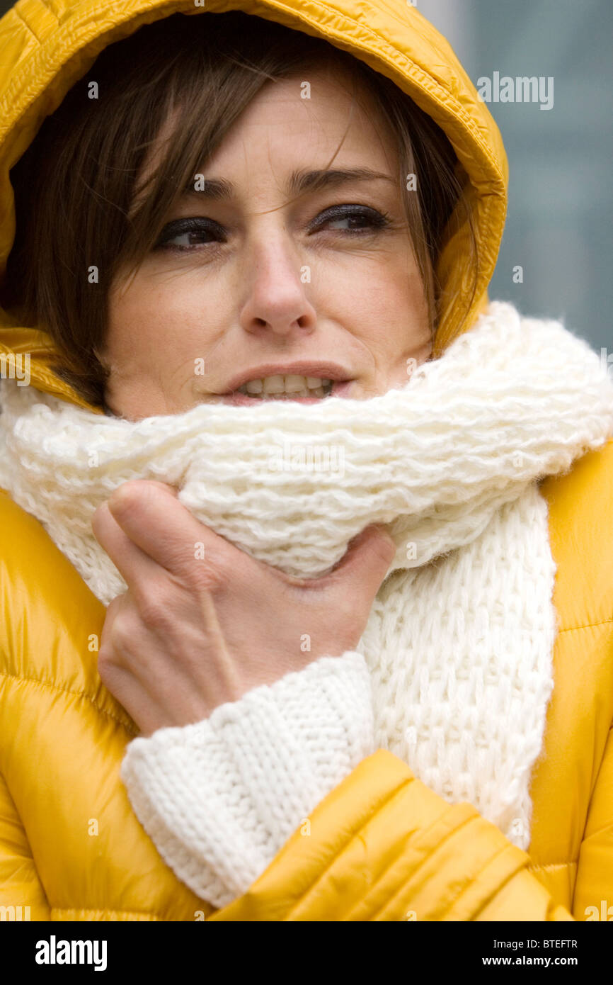 Freezing woman Stock Photo