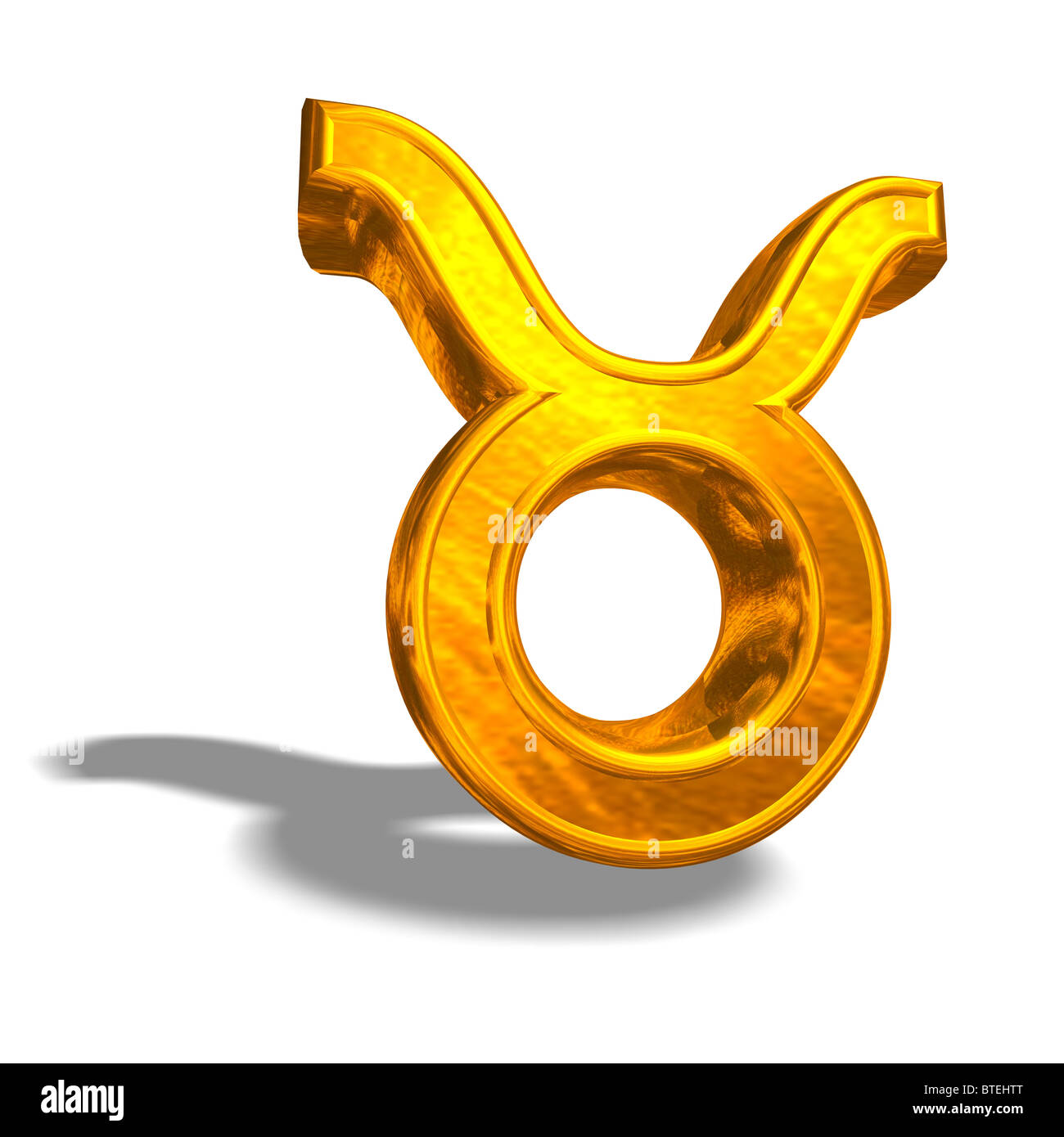 Taurus - 3D Zodiac signs, gold metal, isolated on white, group Stock Photo