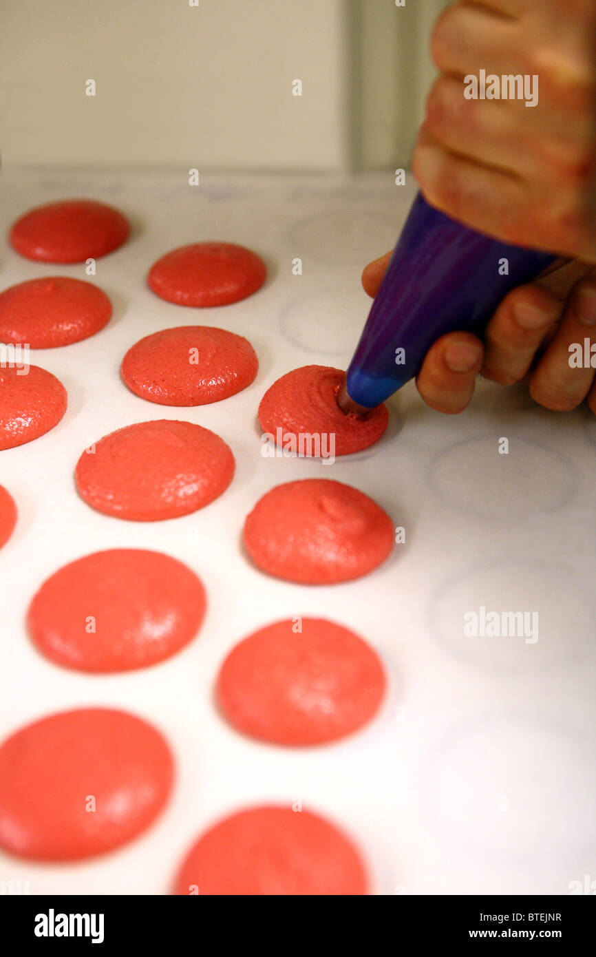 pipping macaroons Stock Photo