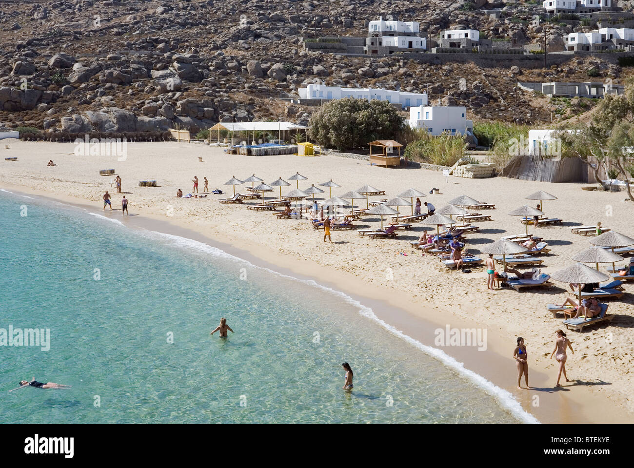 Super Paradise Beach, Mykonos Island, Cyclades, Greece Stock Photo
