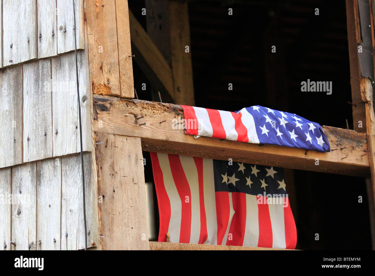 American flag at grist mill restoration project site, Blydenburgh Park ...