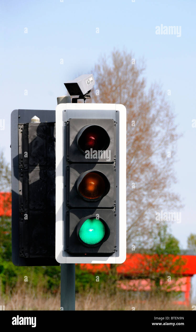 traffic lights on green for go Stock Photo