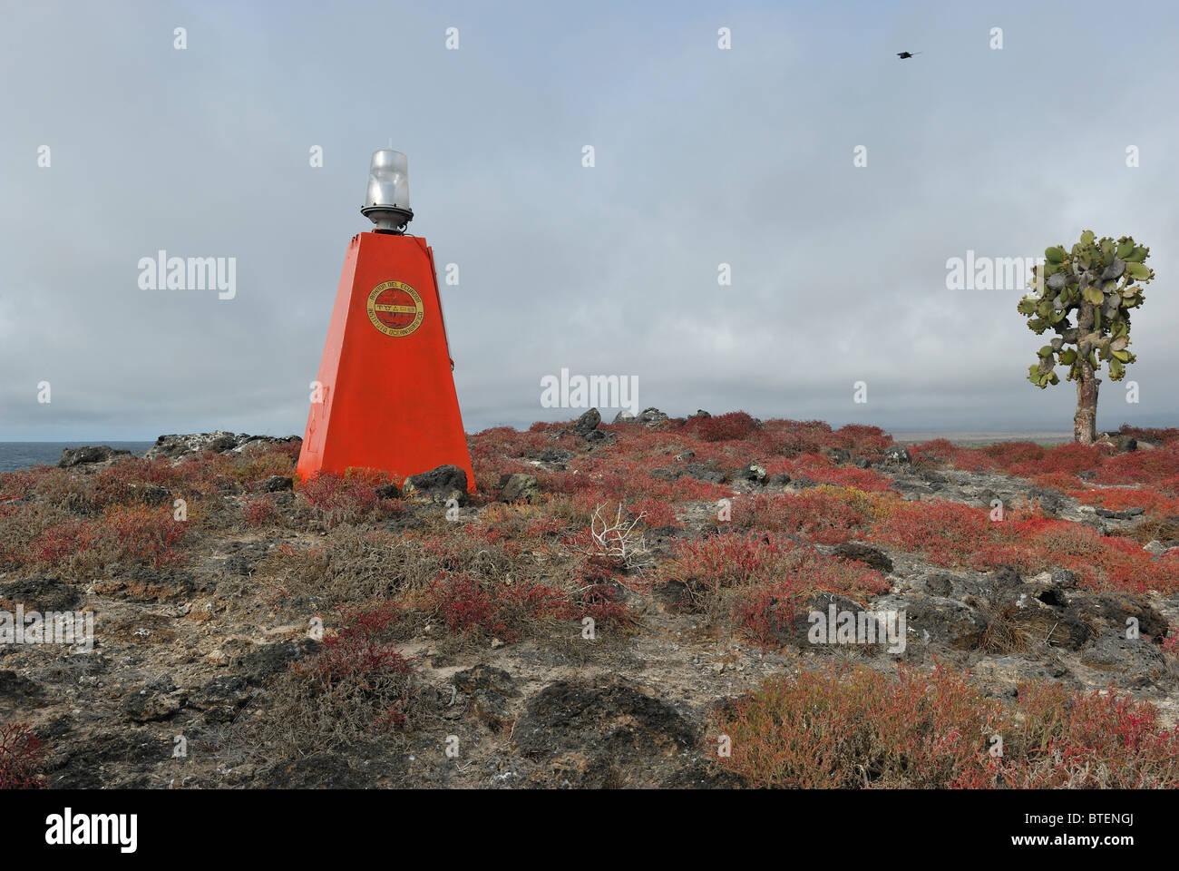 Lighthouse on South Plaza island, Galapagos, Ecuador Stock Photo