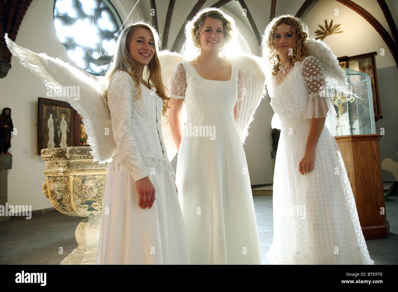 Three Christmas Angels in Maerkisches Museum, Berlin, Germany Stock