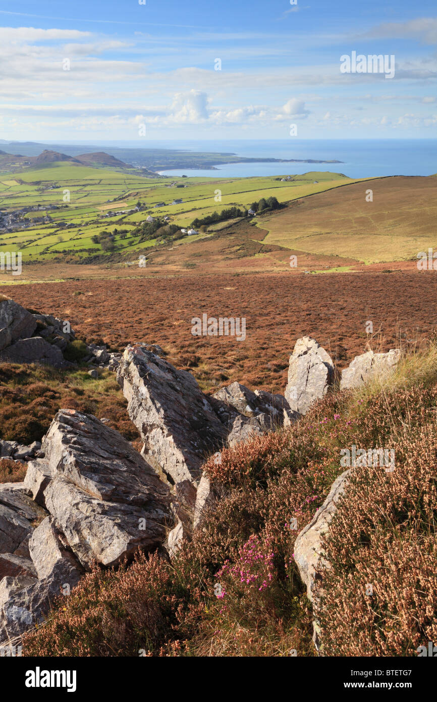 The view west from Caergribin on the LLeyn Peninsular in North Wales Stock Photo