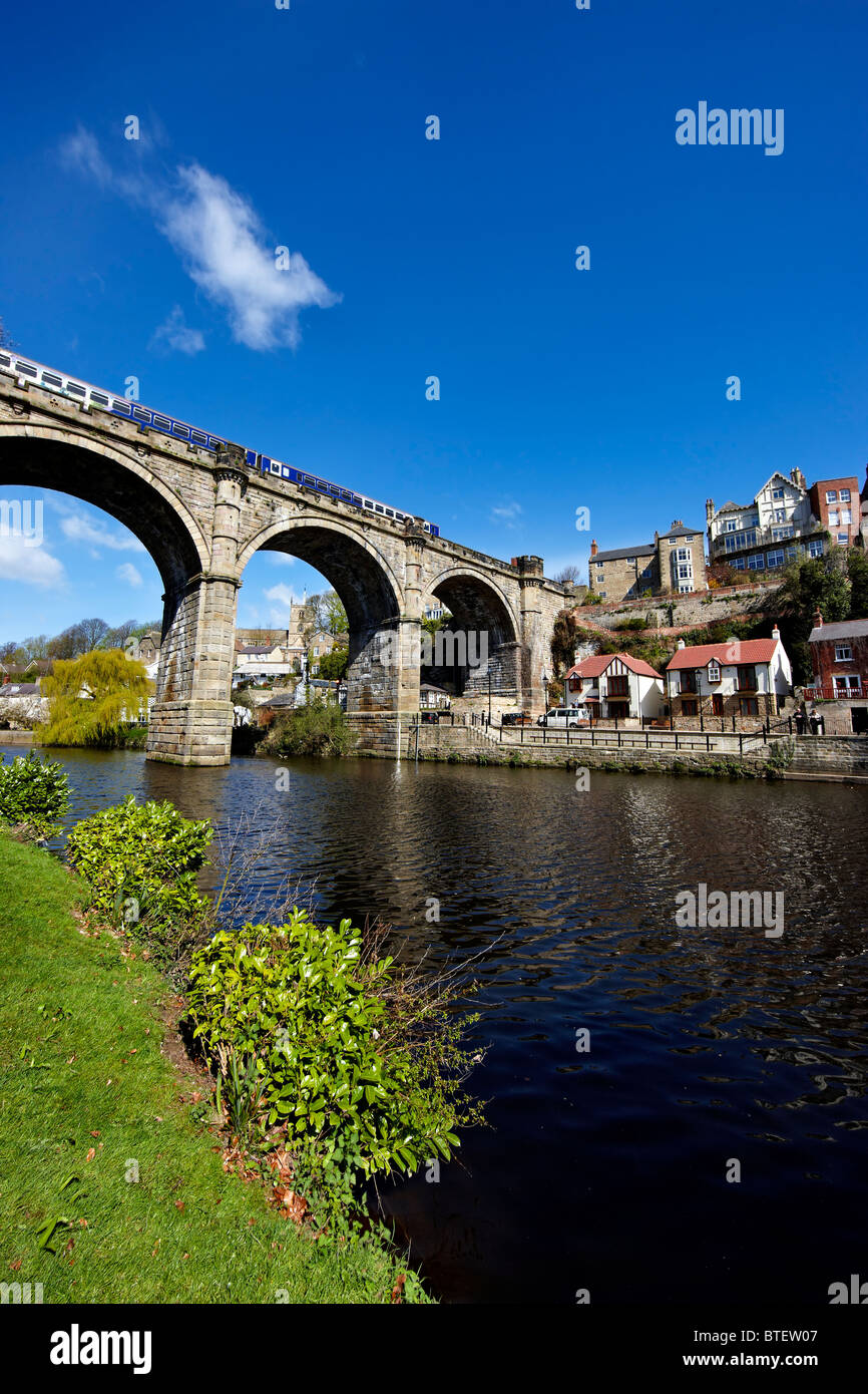 Viaduct over the River Nidd, Knaresborough, North Yorkshire UK. Spring. Stock Photo