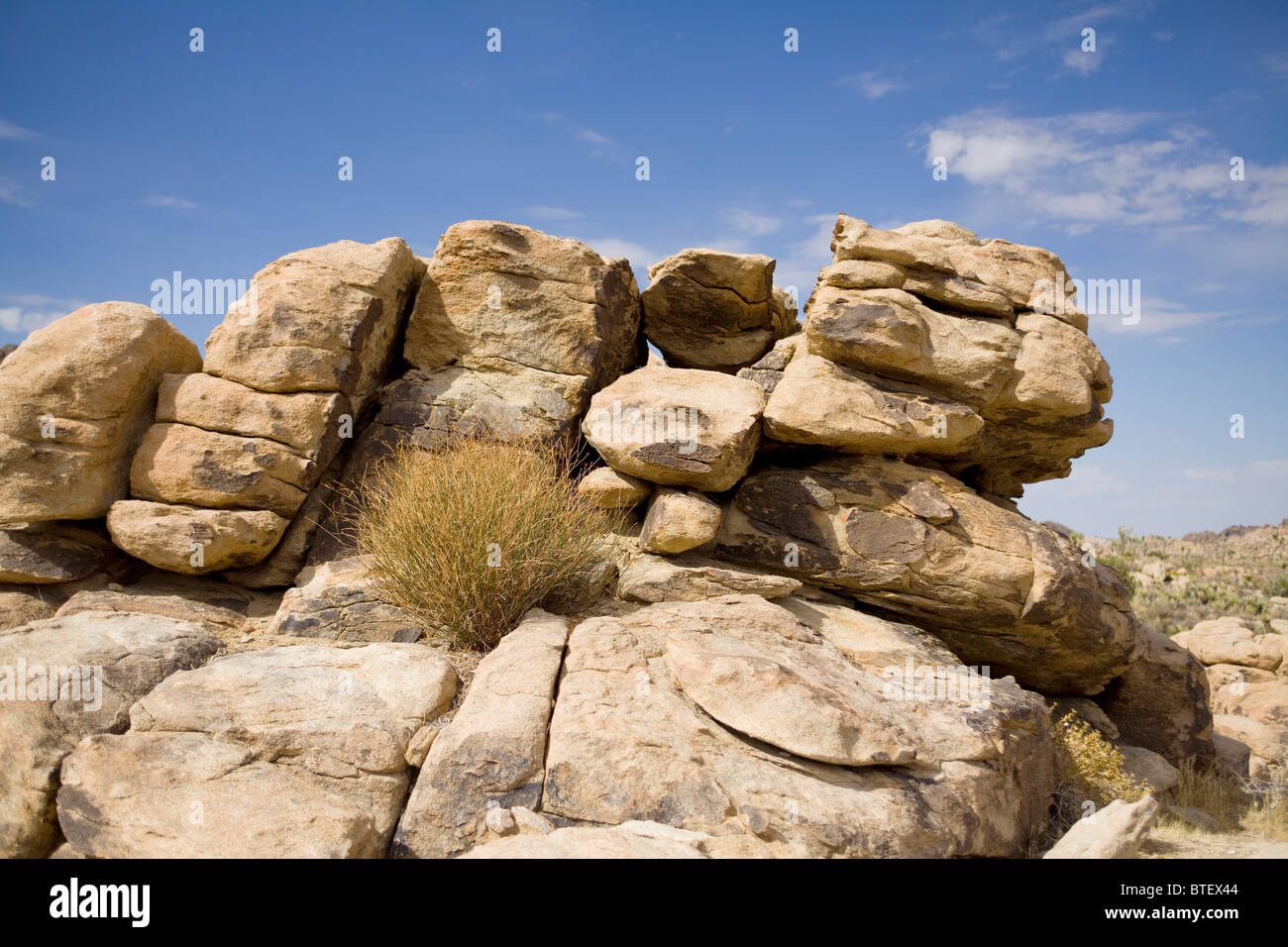 Monzogranite rock formation against blue sky - California USA Stock Photo