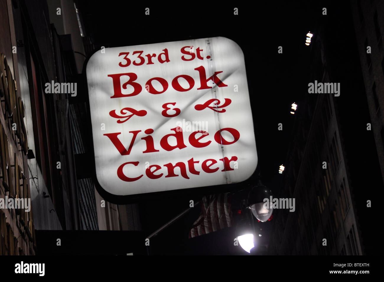 sign for 33rd Street book and Video Center in New York City Stock Photo