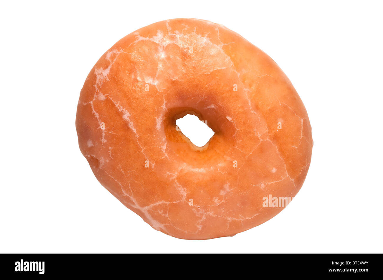 Glazed donut isolated on white background with clipping path. Stock Photo