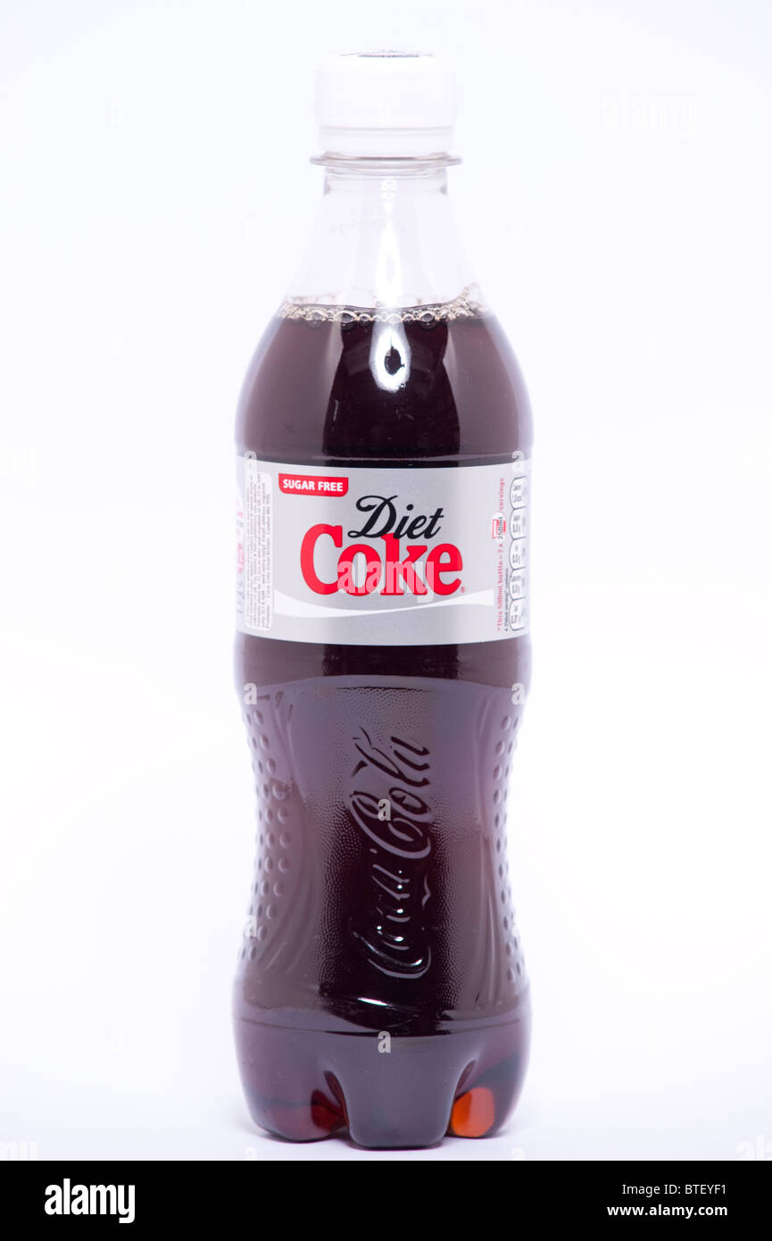 A close up photo of a 500ml bottle of diet coke against a white background Stock Photo