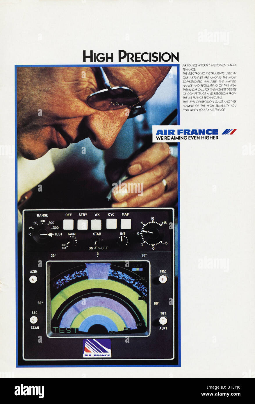 Colour advertisement for Air France in American magazine dated November 1983 Stock Photo