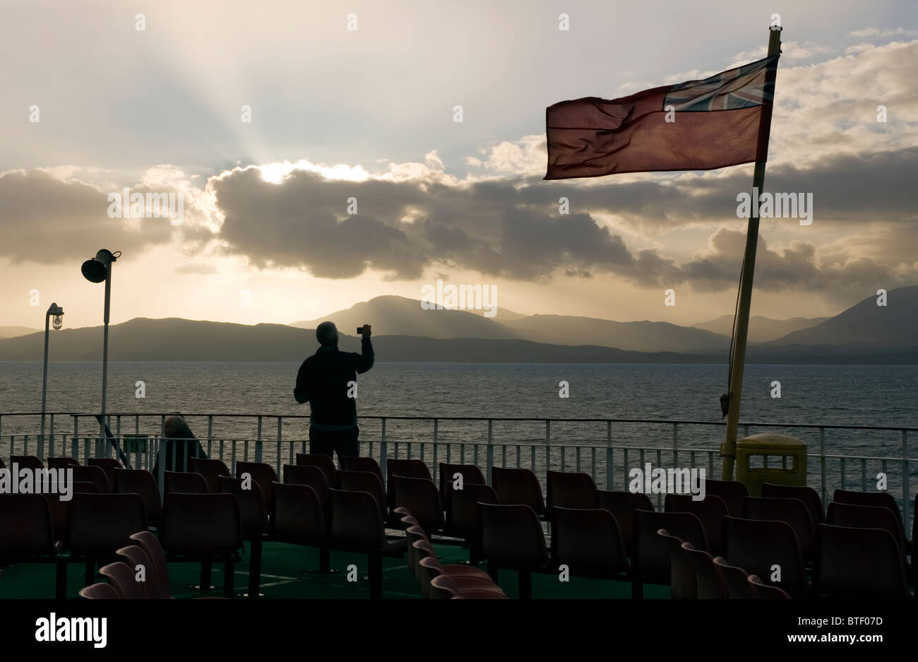 Isle of Mull, Scotland. The Isle of Mull from the Caledonian MacBrayne ferry leaving Criagnure on its way to Oban across the Fi Stock Photo