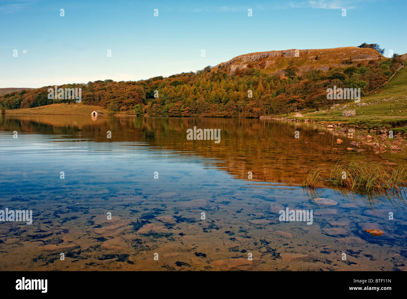 Malham Tarn, in the Yorkshire Dales, early autumn. From the Pennine Way footpath Stock Photo