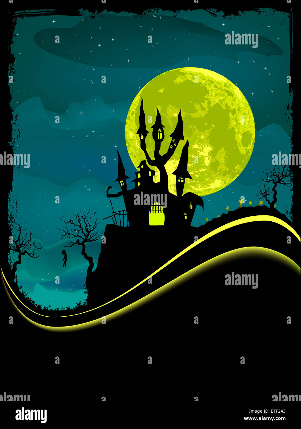 Scary Halloween Castle with Copy Space Stock Photo - Alamy