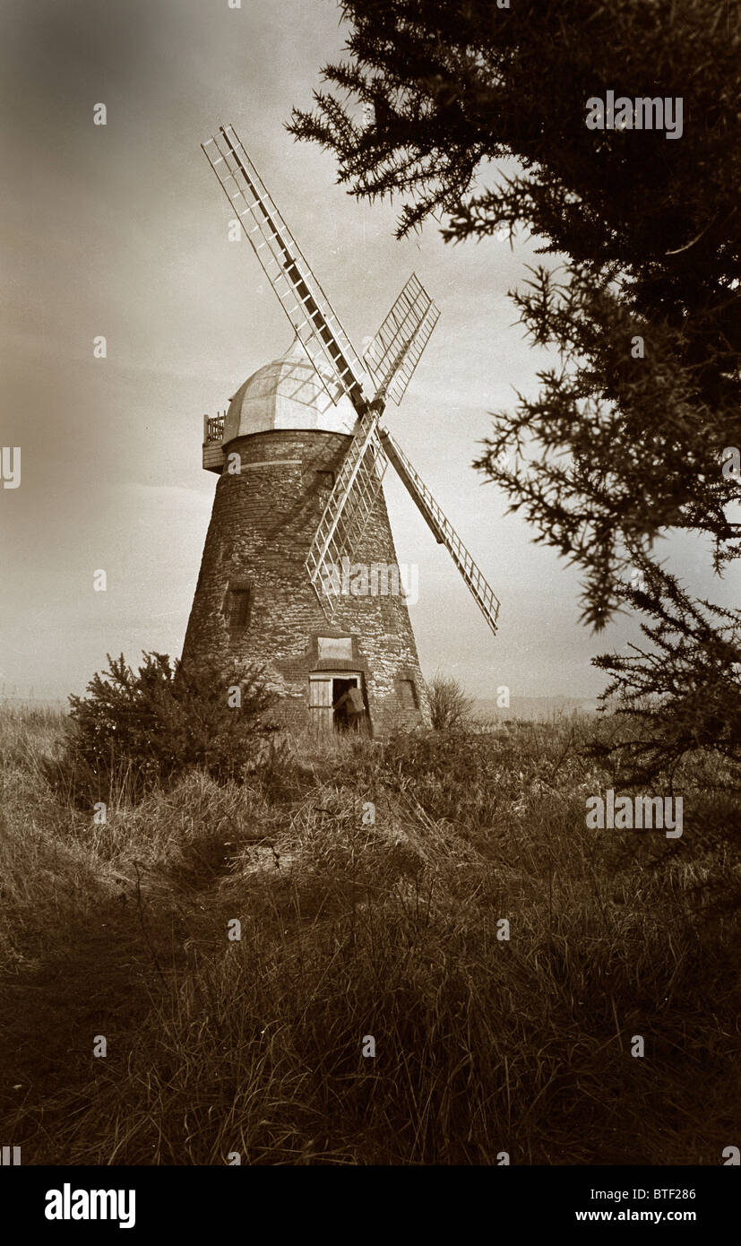 A vintage picture of Halnaker windmill near Chichester on the Sussex downs UK Stock Photo