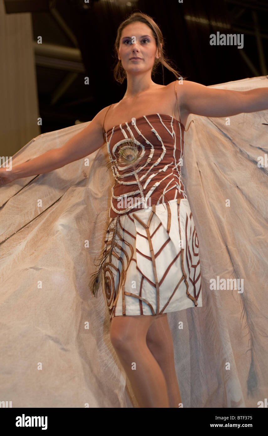PARIS, FRANCE, Female Fashion Model, Showing Chocolate Dress at Chocolate Fashion Trade Show