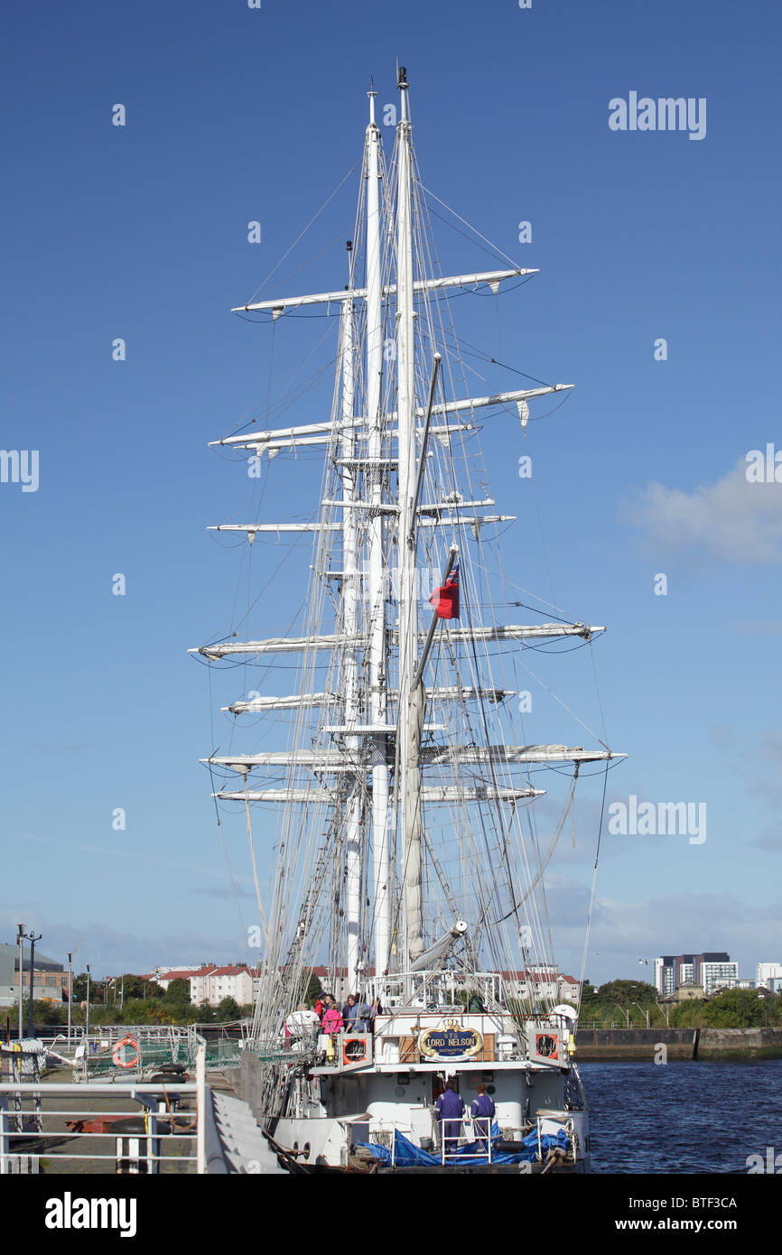 Jubilee Sailing Trust tall ship STS Lord Nelson berthed on the River