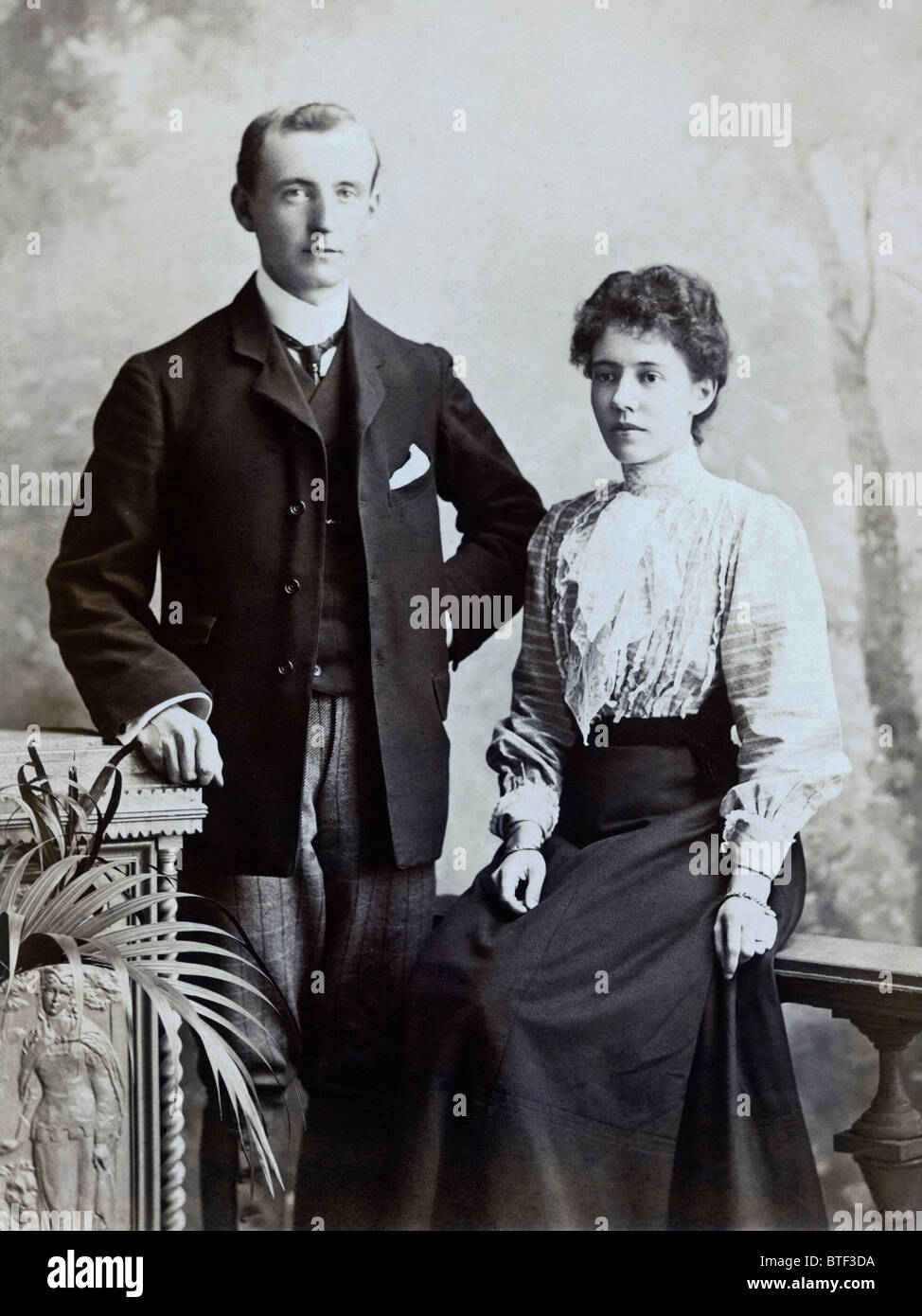 Victorian teachers John and Ann Blatchly circa 1875 formal studio portrait Stock Photo