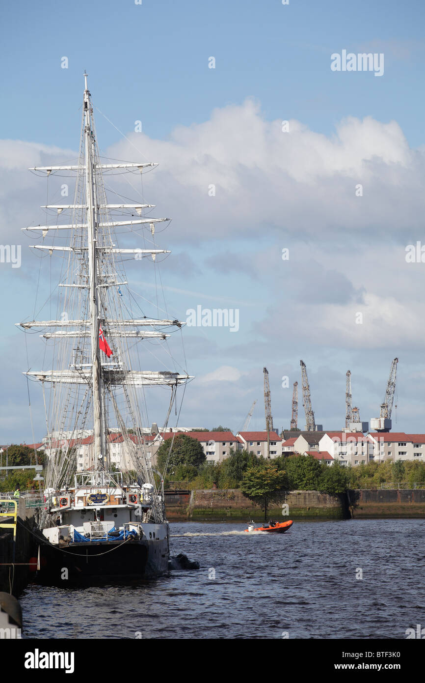 Jubilee Sailing Trust tall ship STS Lord Nelson berthed on the River