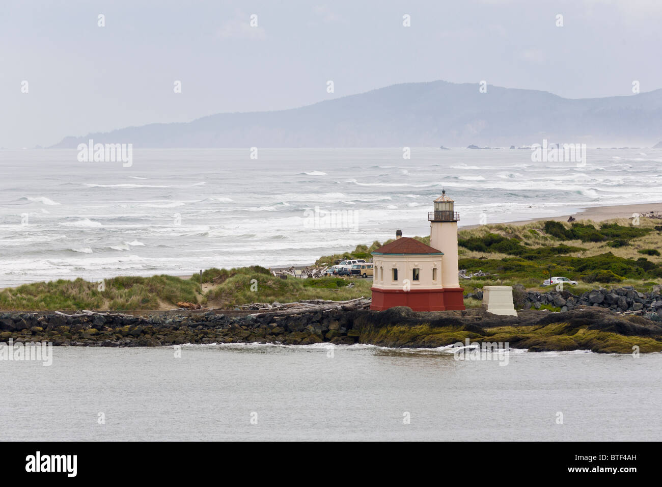 Coquille River Lighthouse 1896 on the Oregon Pacific Ocean coast in