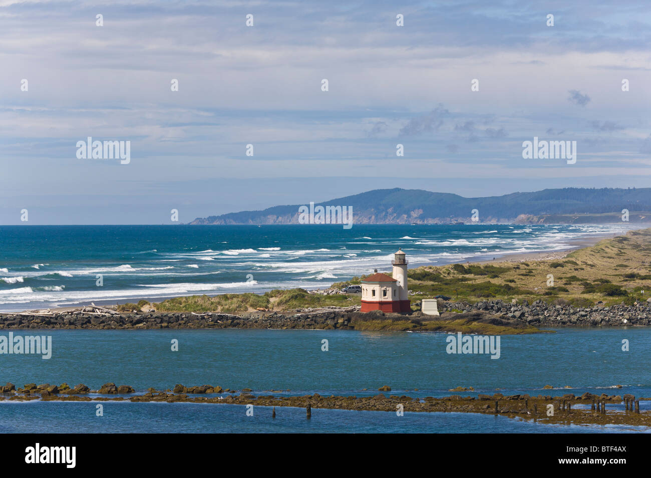 Coquille River Lighthouse 1896 on the Oregon Pacific Ocean coast in