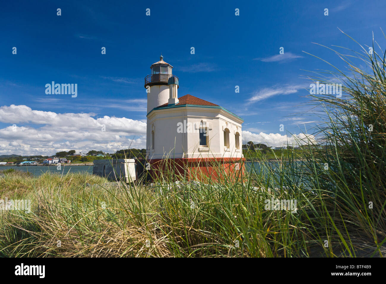 Coquille River Lighthouse 1896 on the Oregon Pacific Ocean coast in