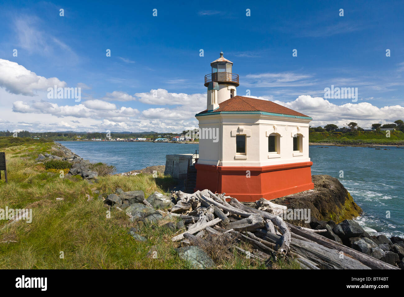Coquille River Lighthouse 1896 on the Oregon Pacific Ocean coast in
