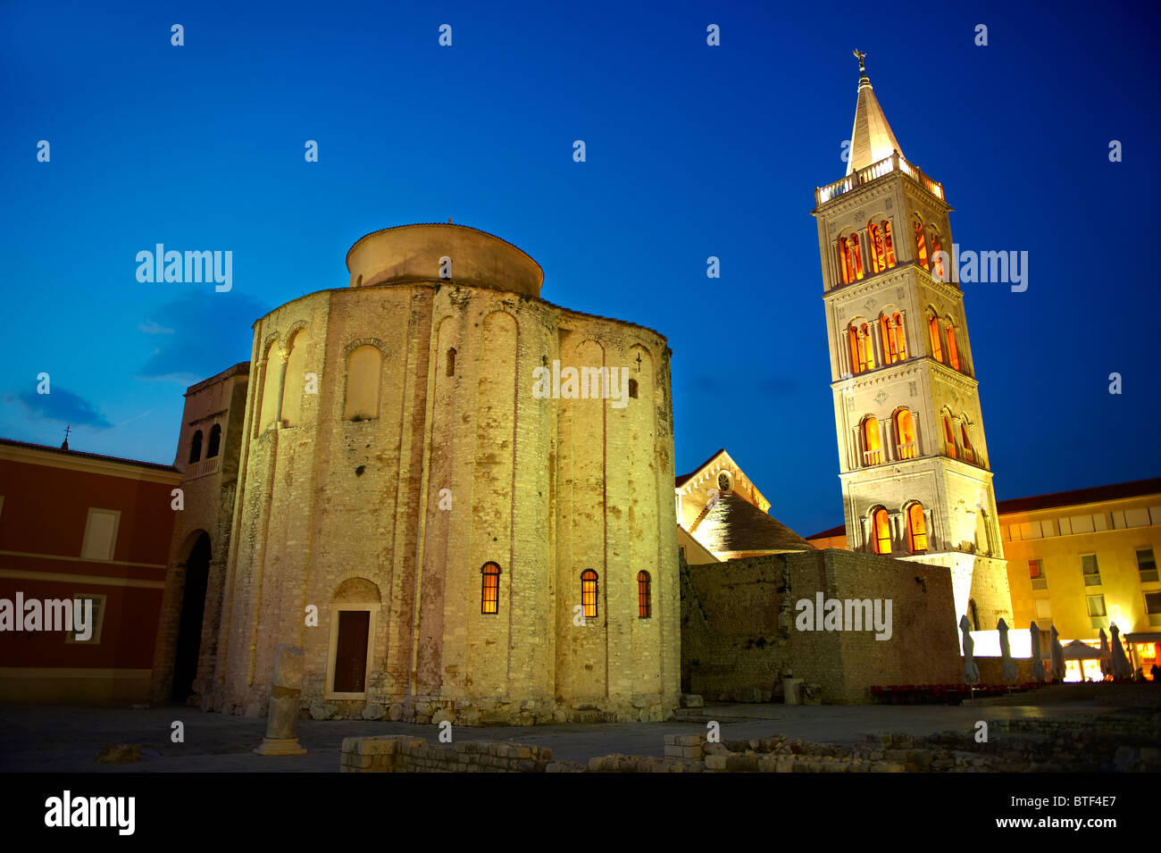 Zadar Croatia St Donat’s Church & Cathedral Campinale Stock Photo