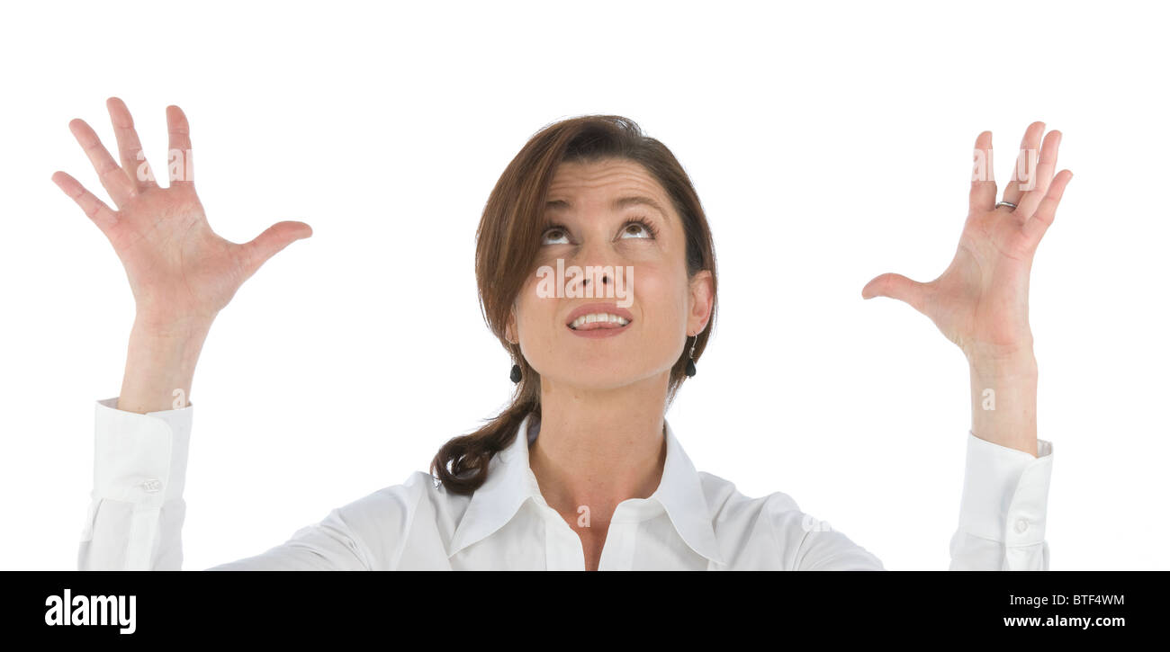 portrait on white background of a woman in studio Stock Photo - Alamy