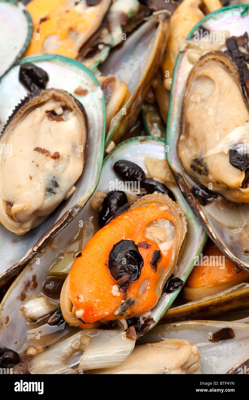Cooked Mussel close up for background Stock Photo Alamy