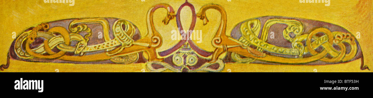 This detailed design is Scandinavian and complements tales from Norse mythology. Stock Photo