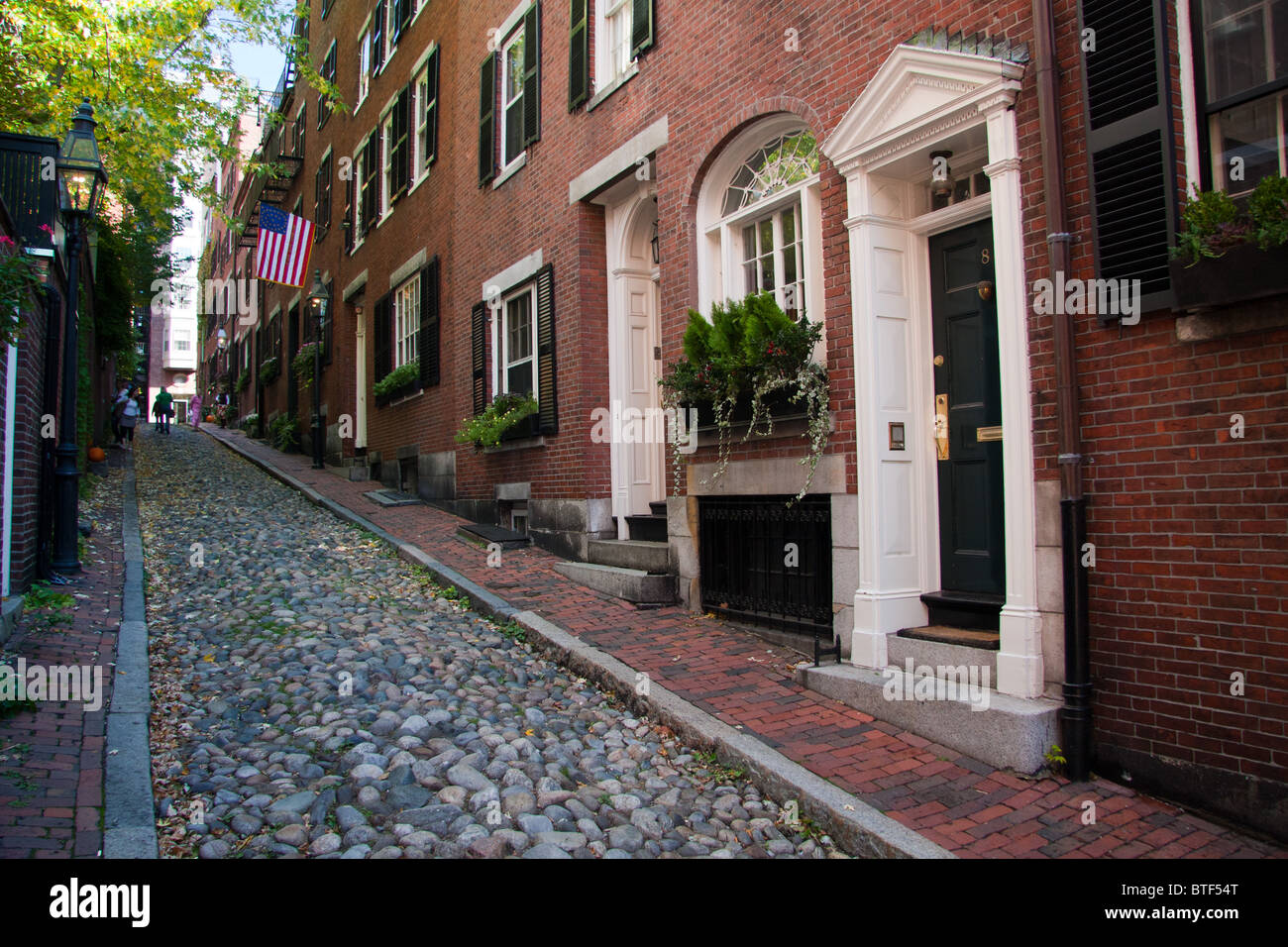 A picturesque street in Boston, MA Stock Photo