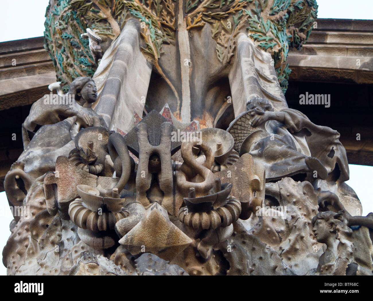 Sagrada Familia Cathedral by Gaudi - detail of the Nativity facade ...