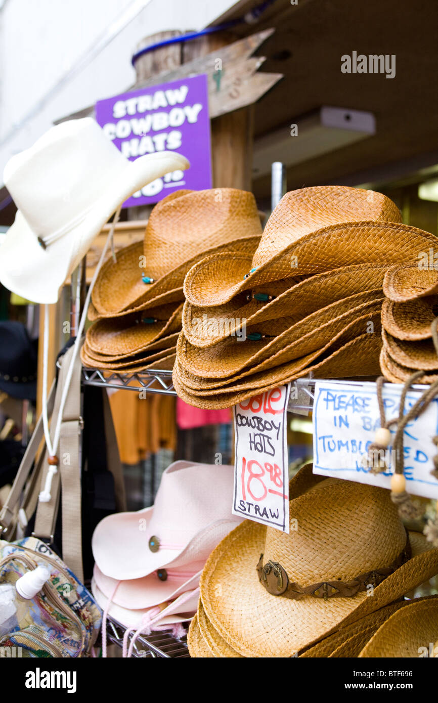 Straw cowboy hats for sale Stock Photo