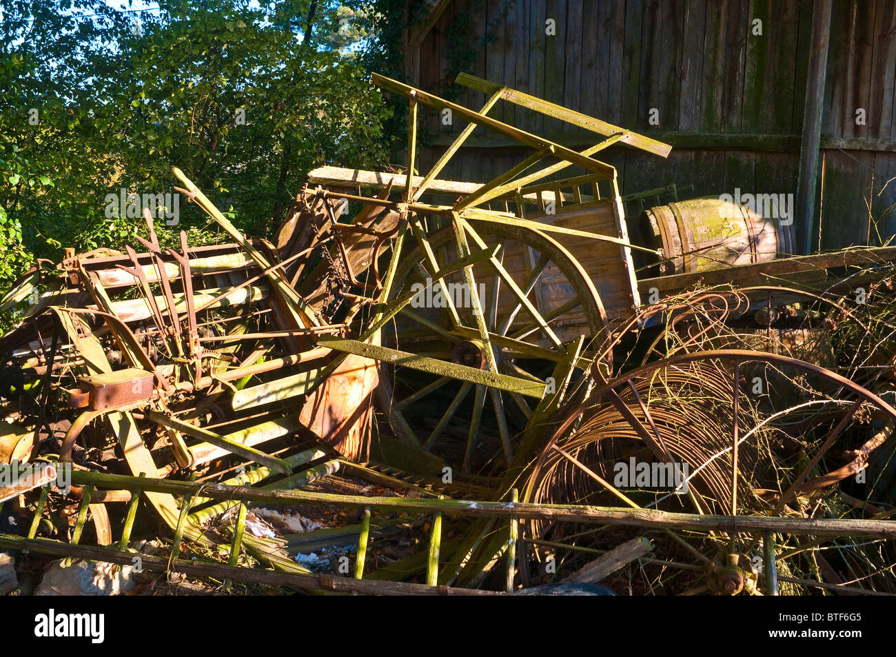 Old retired agricultural farm machinery - France. Stock Photo